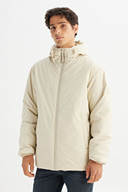 Regular Fit Normal Kesim Kapüşonlu Cepli Casual Mont - Stone-L2520266013 (görsel 3)
