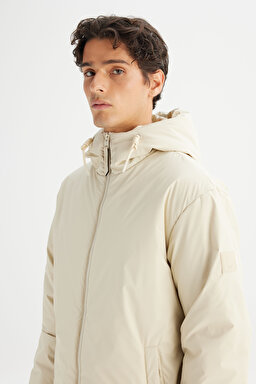Regular Fit Normal Kesim Kapüşonlu Cepli Casual Mont - Stone-L2520266013 (görsel 4)