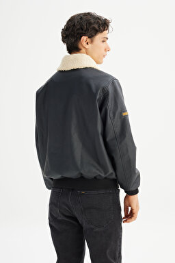 Relaxed Fit Rahat Kesim Dik Yaka Cepli Ceket - Black-L2520280001 (görsel 5)