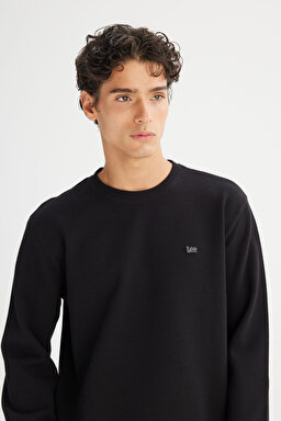 Regular Fit Normal Kesim Bisiklet Yaka Baskılı Siyah Sweatshirt - Black-L2520308001 (görsel 4)