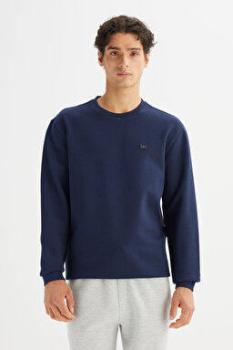 Regular Fit Normal Kesim Bisiklet Yaka Baskılı Lacivert Sweatshirt - DarKNavy-L2520308411