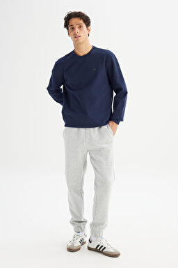 Regular Fit Normal Kesim Bisiklet Yaka Baskılı Lacivert Sweatshirt - DarKNavy-L2520308411 (görsel 2)