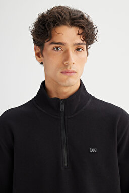 Regular Fit Normal Kesim Kapüşonlu Fermuar Detaylı Siyah Sweatshirt - Black-L2520312001 (görsel 4)
