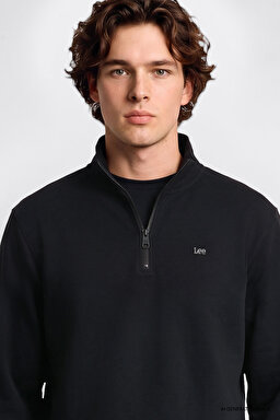 Regular Fit Normal Kesim Kapüşonlu Fermuar Detaylı Siyah Sweatshirt - Black-L2520312001 (görsel 4)