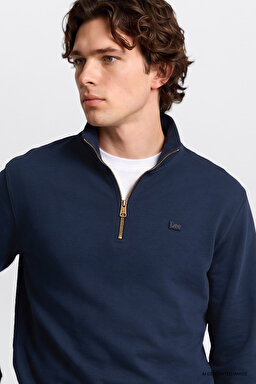 Regular Fit Normal Kesim Kapüşonlu Fermuarlı Lacivert Sweatshirt Ceket - DarKNavy-L2520312411 (görsel 4)