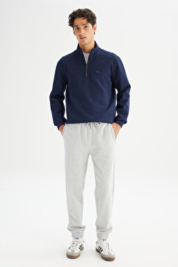 Regular Fit Normal Kesim Kapüşonlu Fermuarlı Lacivert Sweatshirt Ceket - DarKNavy-L2520312411 (görsel 2)