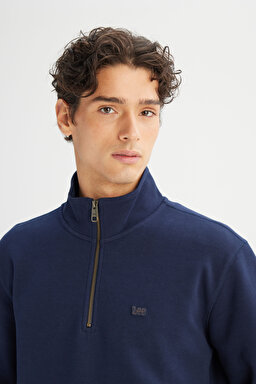 Regular Fit Normal Kesim Kapüşonlu Fermuarlı Lacivert Sweatshirt Ceket - DarKNavy-L2520312411 (görsel 4)