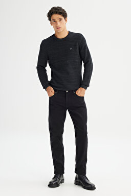 Regular Fit Normal Kesim Bisiklet Yaka Antrasit Triko Kazak - Anthracita-L2520364003 (görsel 2)