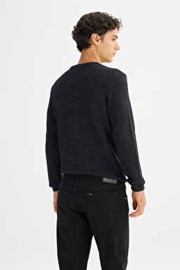 Regular Fit Normal Kesim Bisiklet Yaka Antrasit Triko Kazak - Anthracita-L2520364003 (görsel 5)