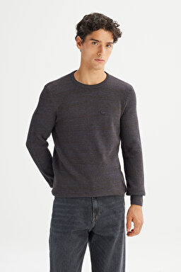 Pamuklu Regular Fit Normal Kesim Bisiklet Yaka Triko Kazak - Brown-L2520364220