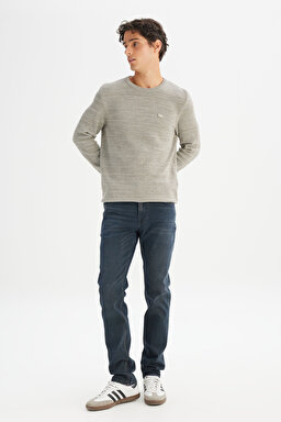 Regular Fit Normal Kesim Bisiklet Yaka Bej Triko Kazak - Beige-L2520364614 (görsel 2)
