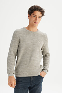 Regular Fit Normal Kesim Bisiklet Yaka Bej Triko Kazak - Beige-L2520364614 (görsel 3)