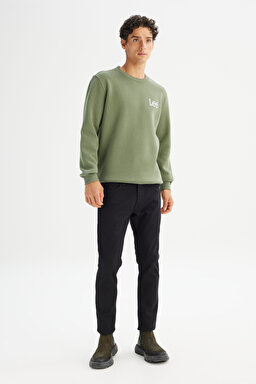 Regular Fit Normal Kesim Bisiklet Yaka İçi Polarlı Yeşil Sweatshirt - OliveStone-L2520365904 (görsel 2)