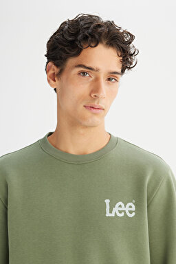 Regular Fit Normal Kesim Bisiklet Yaka İçi Polarlı Yeşil Sweatshirt - OliveStone-L2520365904 (görsel 4)