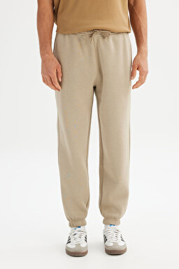 Pamuklu Regular Fit Normal Kesim Cepli Örme Jogger Pantolon - Beige-L2520368614 (görsel 2)