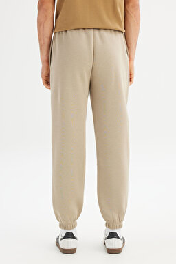 Pamuklu Regular Fit Normal Kesim Cepli Örme Jogger Pantolon - Beige-L2520368614 (görsel 5)