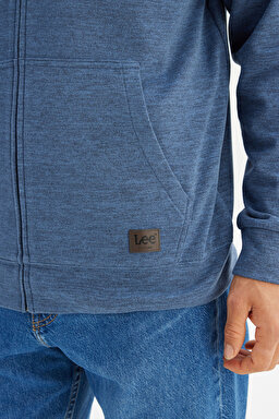 Regular Fit Normal Kesim Cepli İçi Polarlı Kapüşonlu Fermuarlı Sweatshirt - Blue-L2520370400 (görsel 5)