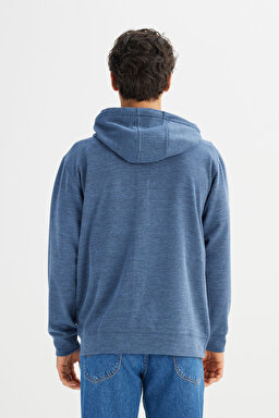 Regular Fit Normal Kesim Cepli İçi Polarlı Kapüşonlu Fermuarlı Sweatshirt - Blue-L2520370400 (görsel 6)