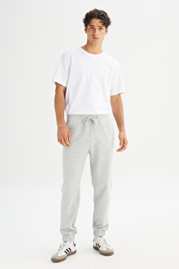 Regular Fit Normal Kesim Ribanalı Paça Gri Melanj Sweatpant Eşofman Altı - Gray Melange-L252037136