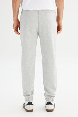 Regular Fit Normal Kesim Ribanalı Paça Gri Melanj Sweatpant Eşofman Altı - Gray Melange-L252037136 (görsel 5)