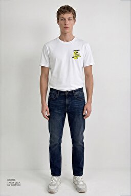 %100 Pamuk Nefes Alabilir Kumaş Regular Fit Normal Kesim Bisiklet Yaka Tişört - White-L2610011100 (görsel 3)