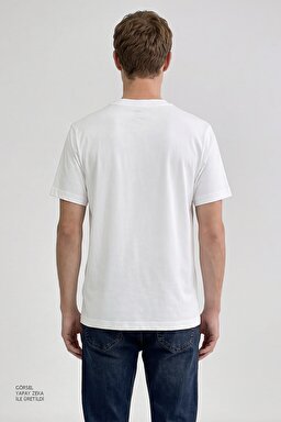 %100 Pamuk Nefes Alabilir Kumaş Regular Fit Normal Kesim Bisiklet Yaka Tişört - White-L2610011100 (görsel 5)