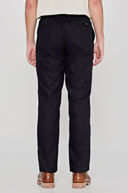 %100 Keten Regular Fit Normal Kesim Cepli Pantolon - Black-L2610018001 (görsel 4)