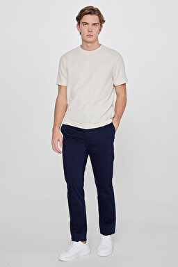 Pamuklu Slim Fit Dar Kesim Esnek Chino Pantolon - Navy-L2610076410