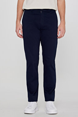 Pamuklu Slim Fit Dar Kesim Esnek Chino Pantolon - Navy-L2610076410 (görsel 3)
