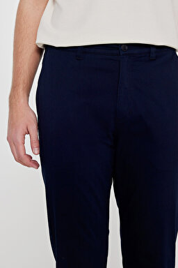 Pamuklu Slim Fit Dar Kesim Esnek Chino Pantolon - Navy-L2610076410 (görsel 5)