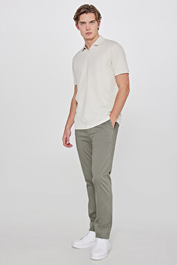 Pamuklu Slim Fit Dar Kesim Esnek Chino Pantolon - Khaki-L2610076801
