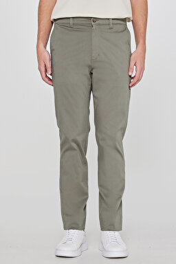 Pamuklu Slim Fit Dar Kesim Esnek Chino Pantolon - Khaki-L2610076801 (görsel 3)