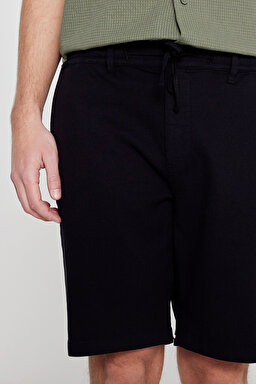Yumuşak Dokulu Relaxed Fit Rahat Kesim Cepli Şort - Black-L2610080001 (görsel 5)