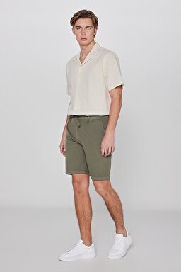 Yumuşak Dokulu Relaxed Fit Rahat Kesim Cepli Şort - Khaki-L2610080801
