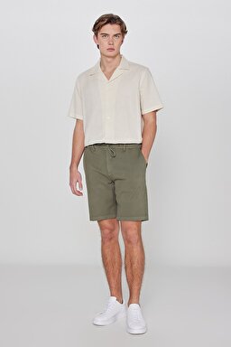 Yumuşak Dokulu Relaxed Fit Rahat Kesim Cepli Şort - Khaki-L2610080801 (görsel 2)