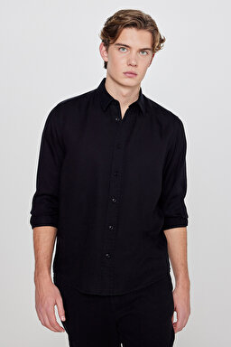 Yumuşak Dokulu Regular Fit Normal Kesim Gömlek - Black-L2610084001