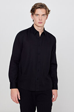 Yumuşak Dokulu Regular Fit Normal Kesim Gömlek - Black-L2610084001 (görsel 2)