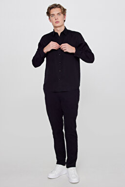 Yumuşak Dokulu Regular Fit Normal Kesim Gömlek - Black-L2610084001 (görsel 3)