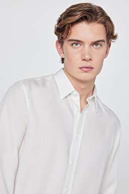 Yumuşak Dokulu Regular Fit Normal Kesim Klasik Yaka Gömlek - White-L2610084100 (görsel 4)