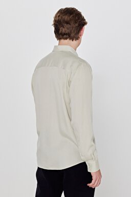 Yumuşak Dokulu Regular Fit Normal Kesim Klasik Yaka Gömlek - Light Green-L2610084299 (görsel 5)