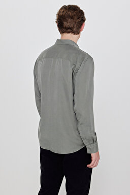 Yumuşak Dokulu Regular Fit Normal Kesim Klasik Yaka Gömlek - Khaki-L2610084801 (görsel 5)