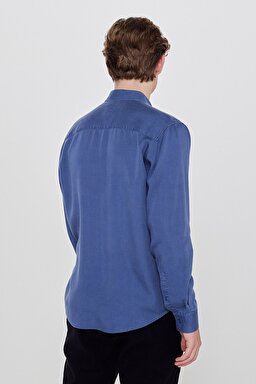 Yumuşak Dokulu Regular Fit Normal Kesim Klasik Yaka Gömlek - Indigo-L2610084TF (görsel 5)