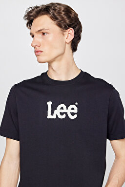 %100 Pamuk Nefes Alan Kumaş Regular Fit Logo Detaylı Tişört - Black-L2610100001 (görsel 4)