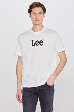 %100 Pamuk Nefes Alan Kumaş Regular Fit Logo Detaylı Tişört - Off White-L2610100102