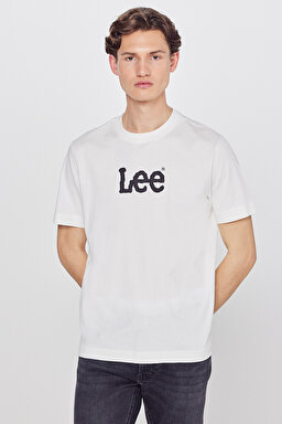 %100 Pamuk Nefes Alan Kumaş Regular Fit Logo Detaylı Tişört - Off White-L2610100102 (görsel 2)
