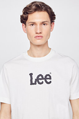 %100 Pamuk Nefes Alan Kumaş Regular Fit Logo Detaylı Tişört - Off White-L2610100102 (görsel 4)