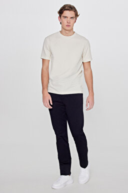 Yumuşak Dokulu Regular Fit Normal Kesim Bisiklet Yaka Basic Tişört - Beige-L2610123614 (görsel 3)