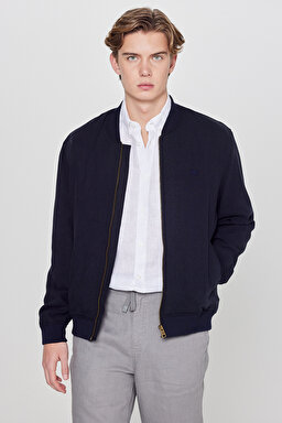 Keten Regular Fit Normal Kesim Cepli Bomber Ceket - Navy-L2610125410 (görsel 2)