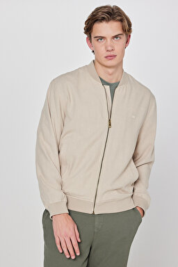 Keten Regular Fit Normal Kesim Cepli Bomber Ceket - Beige-L2610125614