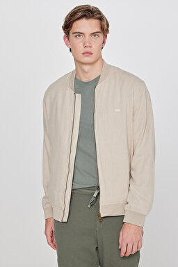 Keten Regular Fit Normal Kesim Cepli Bomber Ceket - Beige-L2610125614 (görsel 2)